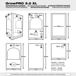 GrowPRO 3.0 Grow Tent XL, 120x120x200cm