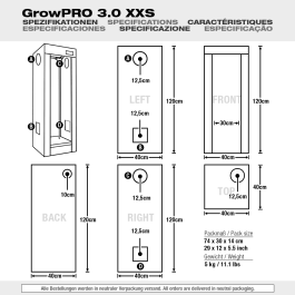 GrowPRO 3.0 Grow Tent XXS, 40x40x120cm