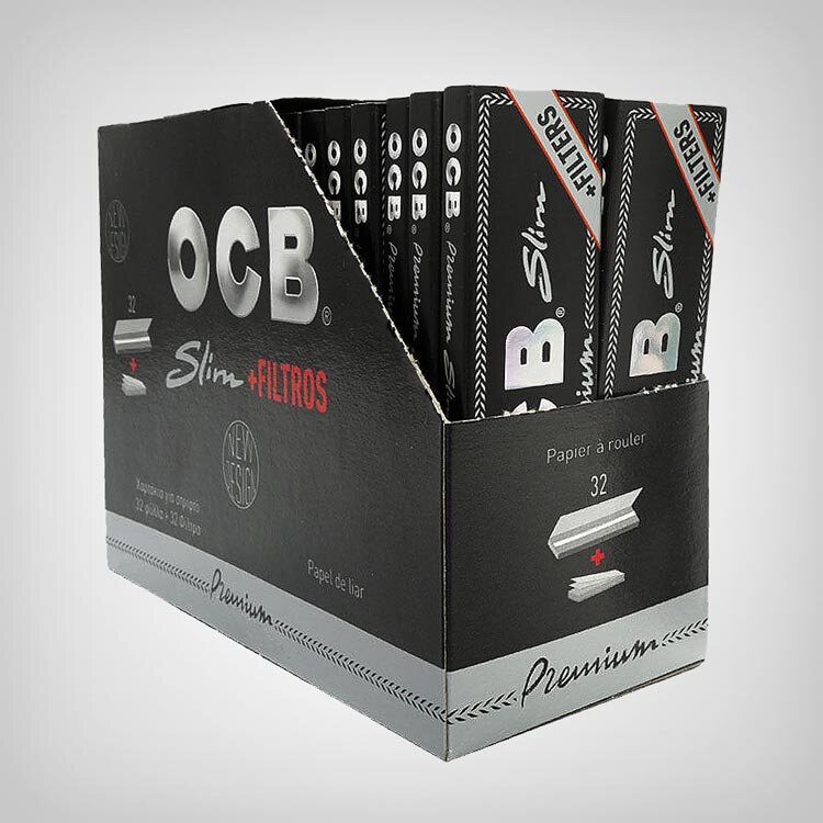 OCB Black Premium King Size Slim Rolling Papers + Tips (32pcs Box