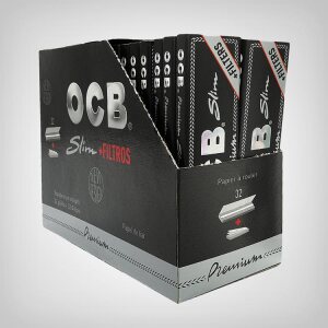 OCB Black Premium King Size Slim Rolling Papers + Tips (32pcs Box)