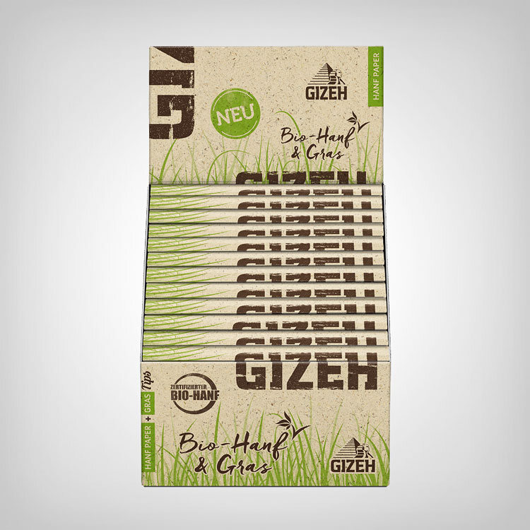 Gizeh Bio Hanf & Gras King Size Slim Rolling Papers + Tips (24pcs