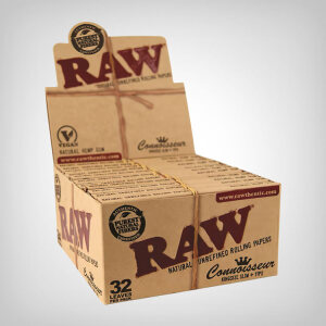 RAW Connoisseur Classic King Size Slim Rolling Papers + Tips (24pcs Box)