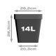 Plant pot, square/black, 14 litres