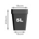 Plant pot, squared/black, 5 liters