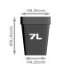 Plant pot, squared/black, 7 liters