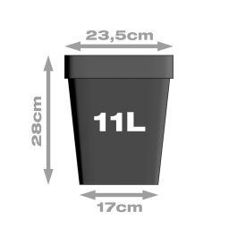 Plant pot, squared/black, 11 liters