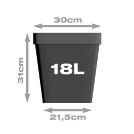 Plant pot, squared/black, 18 liters