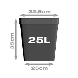 Plant pot, squared/black, 25 liters