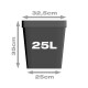 Plant pot, squared/black, 25 liters