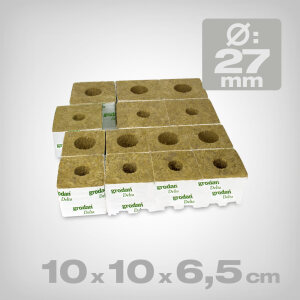 Grodan Delta rockwool cubes, 10x10x6.5cm, diagonal length: 27mm