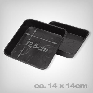 Pot saucer, square, approx. 14x14cm, black