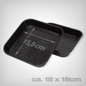 Pot saucer, square, approx. 18x18cm, black