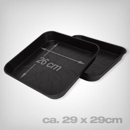 Pot saucer, square, approx. 29x29cm, black