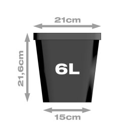 Plant pot, square/black with decoration, 6 liters