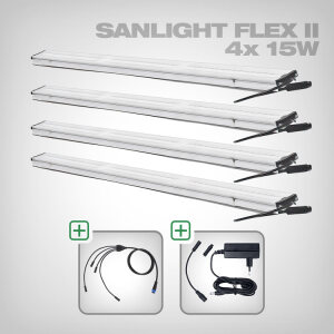 Sanlight FLEX II LED Set with power supply and cablel, 4x FLEX II 15