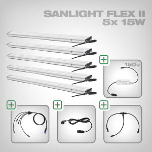 Sanlight FLEX II LED Set with power supply and cable, 5x FLEX II 15