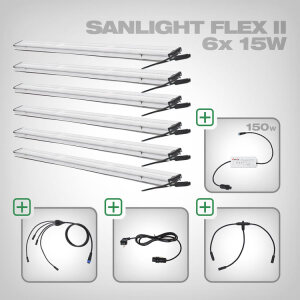 Sanlight FLEX II LED Set with power supply and cable, 6x FLEX II 15