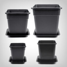Plant Pot with Tray, square/black