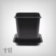 Plant Pot with Tray, square/black, 11 Liter