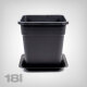 Plant Pot with Tray, square/black, 18 Liter