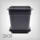 Plant Pot with Tray, square/black, 30 Liter