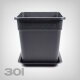 Plant Pot with Tray, square/black, 30 Liter