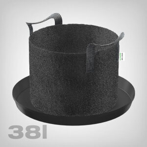 GrowPRO Fabric Pot with Tray, 38 Liter