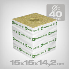 Grodan Delta rockwool cube XL, 15x15x14.2cm, ø 40mm