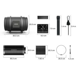 AC Infinity Ventilation Kit with Carbon Filter 200mm, 1.371m³/h, with Smart-Controller