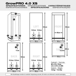 GrowPRO 4.0 Growbox XS, 60x60x160cm Beige or Chive