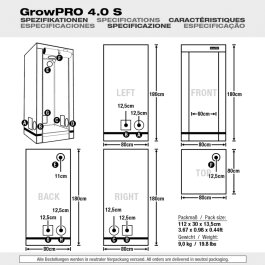 GrowPRO 4.0 Growbox S, 80x80x180cm, Beige or Chive
