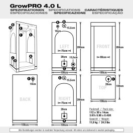 GrowPRO 4.0 Growbox L, 100x100x200cm, Beige or Chive