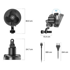 AC Infinity Cloudray S6, clip-on fan with EC motor,...