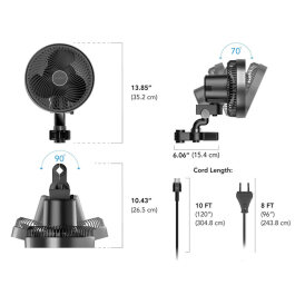 AC Infinity Cloudray S9, clip-on fan with EC motor,...