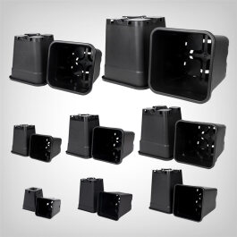 Plant pot, squared/black, 0.15-25 liters