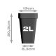Plant pot, square/black, 2 litres
