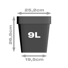 Plant pot, square/black, 9 litres