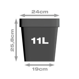 Plant pot, square/black, 11 litres