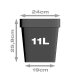 Plant pot, square/black, 11 litres