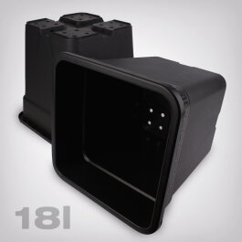 Plant pot, square/black, 18 litres
