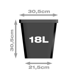 Plant pot, square/black, 18 litres