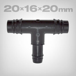 90° T-fitting 20x16x20mm, Ø 20mm