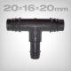 90° T-fitting 20x16x20mm, Ø 20mm