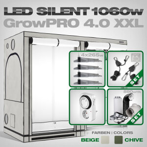 Grow Tent Complete Kit LED GrowPRO XXL + 4x EVO 4-120 1.5