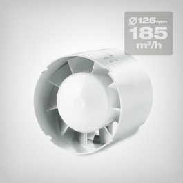 Axial air intake fan, 185 m3/h, 125mm