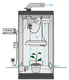 Graphical representation growbox exhaust system